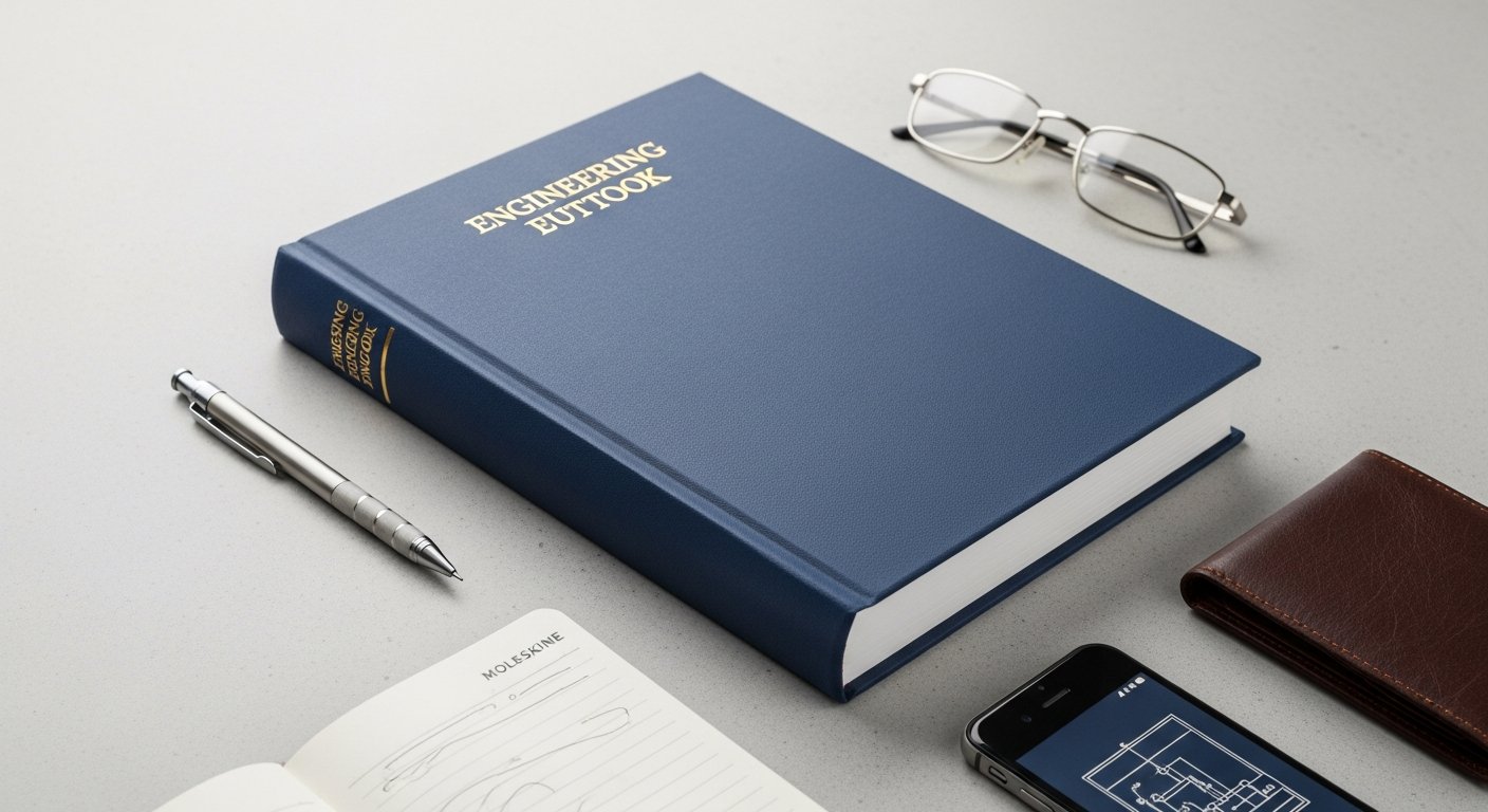 The Australian Guidebook for Structural Engineers textbook in a clean flat-lay beside an engineering pencil and a folded structural drawing.